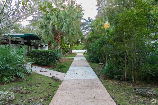 The MCL Preparatory Academy walking path between buildings.