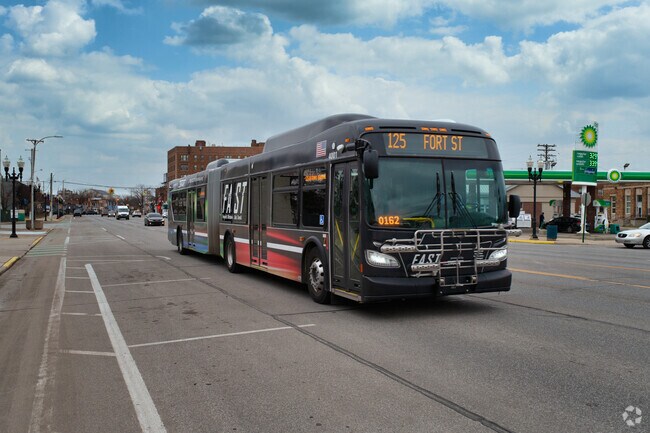 The SMART Bus system in Detroit runs through the center of River Rouge.
