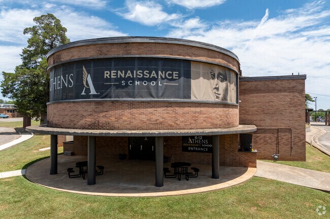The 6th through 12th grade entrance at Athens Renaissance School in Athens Alabama.
