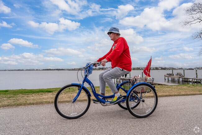 Many residents ride along the scenic roads of Clear Lake Shores.