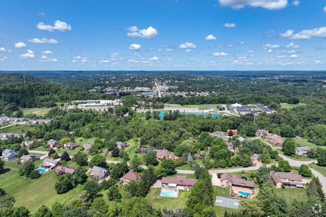 Aerial of Lower Burrell facing Burrell High School.