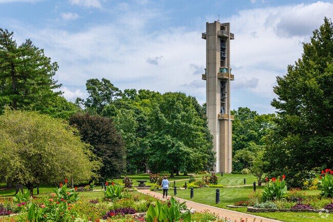 Thomas Rees Memorial Carillon towers over the Washington Botanic Garden.