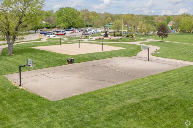 Volleyball and basketball courts at Beech Acres Park near Sherwood.