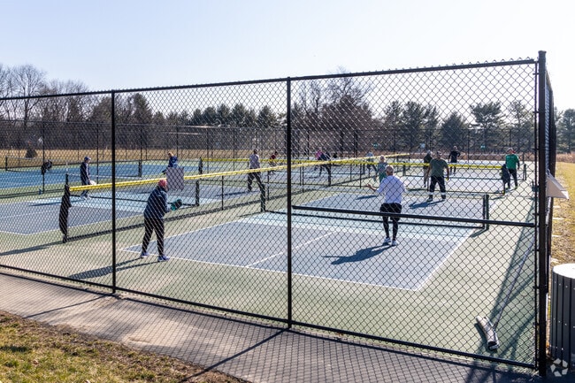 There is a big crowd that plays Pickleball at the Garden of Reflection in Lower Makefield.