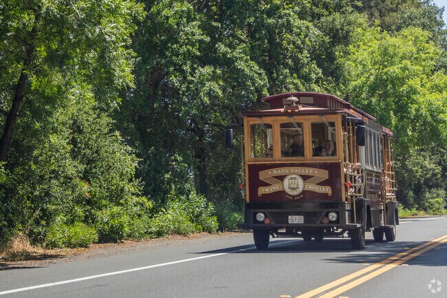 The Saint Helena Wine Trolly takes people from Saint Helena to Napa via Highway 128.