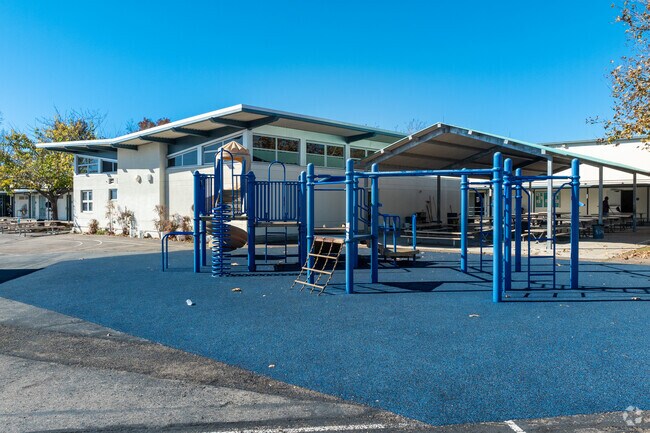 A view of the playground and classrooms at Eugene Field Elementary School.