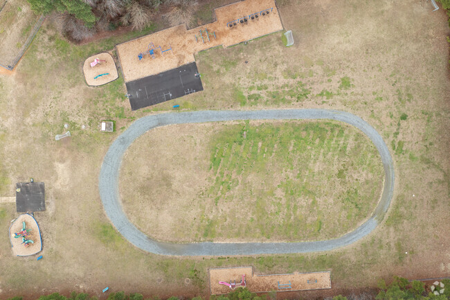 Aerial view of the sports fields of Elmont Elementary School.