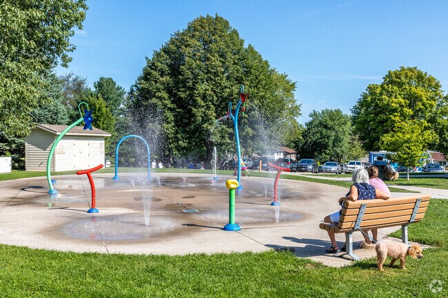 The splash pad at Wetherby Park is a favorite summer spot for families.