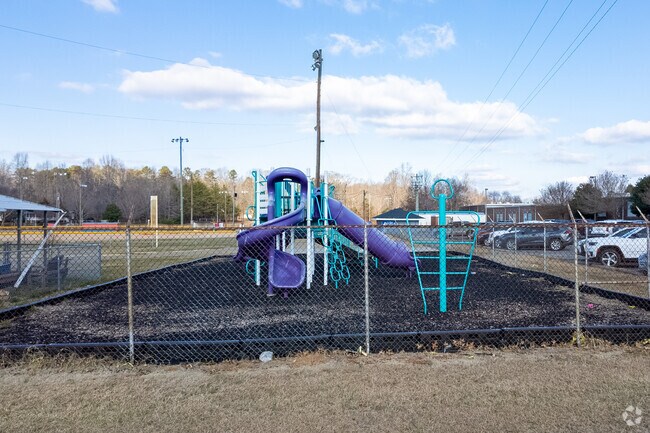 A modern playground at Rockwell Elementary School.