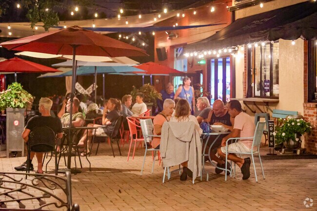 Sylvan Shores has nearby Downtown Lake Placid for an early relaxing night.