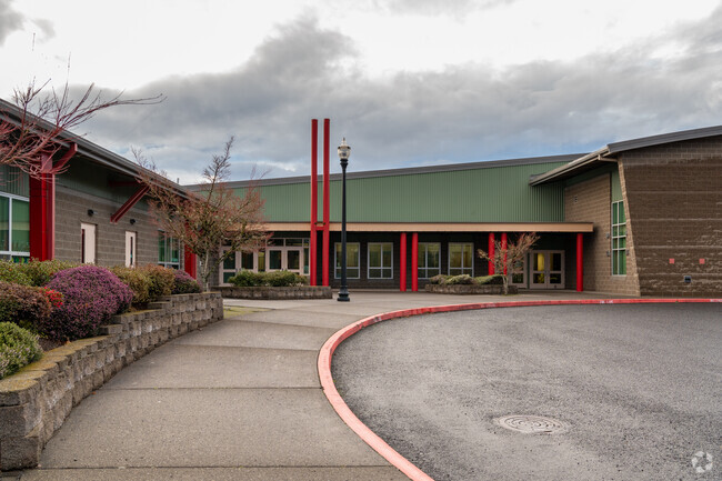 Walkway and entrance at Prune Hill Elementary School.