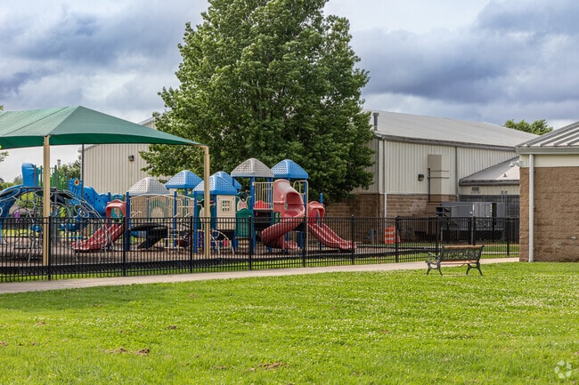 Holcomb Elementary School has a playground with lots of options for play.