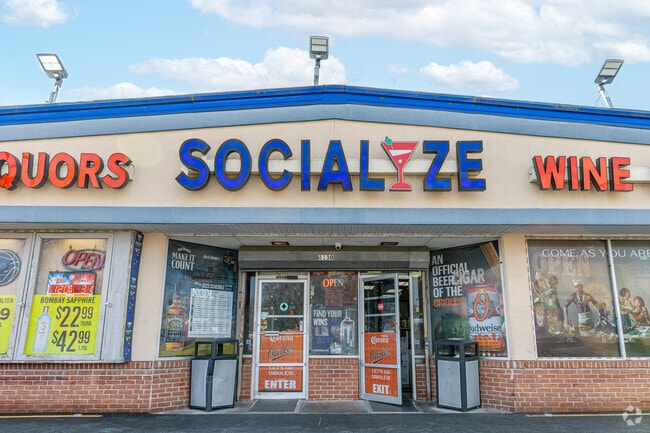 Socialize Liquors and Wine Bar not only sells a variety of spirits but also has a sit down bar.