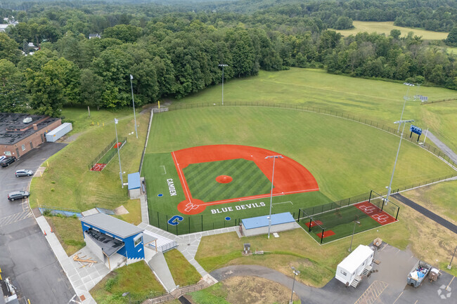 The new baseball diamond at Camden Middle School has an artificial turf infield.