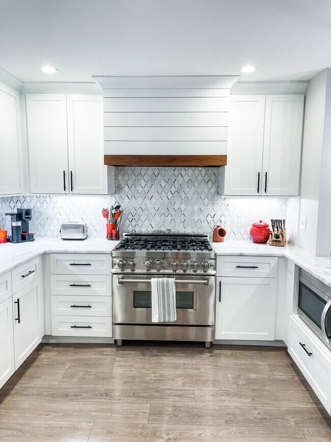 Six burner stove and under counter microwave