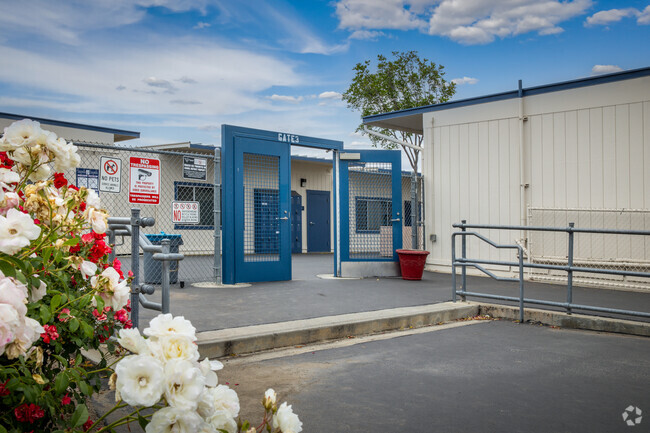 Flowers seen at the entrance to Temecula Preparatory School in Winchester.