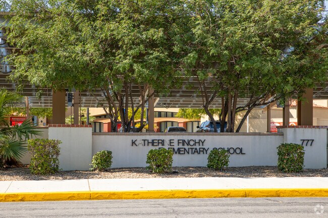 A view of the Katherine Finchy Elementary School buildings from the street.