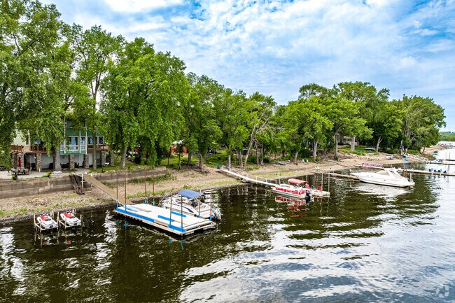 Many riverside homes line the shore of the St. Croix River.
