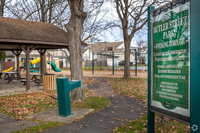 Butler Street Park is a pocket park in Wyoming, PA, with playground and basketball court.