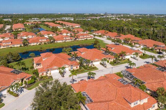 Overhead view of attached villas in Belltower Park in the Daniel's Crossing neighborhood.