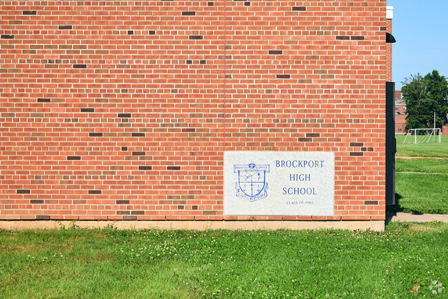 Exterior detail of Brockport High School in Brockport, NY.
