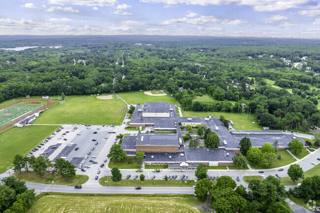 Aerial view of the Holliston High School campus.
