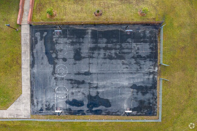 Laurel Valley Elementary School has a well kept basketball court for students.