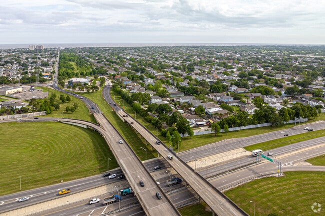 An Aerial View of The Lakeview Neighborhood Of New Orleans Looking Over I-10 and West End Blvd Towards Lake Pontchartrain