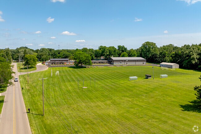 A wide swath of athletic fields are behind Jackson Christian Middle/High School.