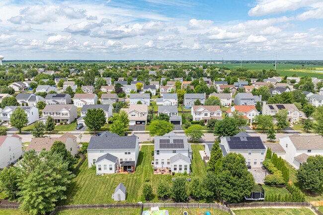 Perfectly aligned rows of homes as viewed from an aerial perspective of South Montgomery, IL.