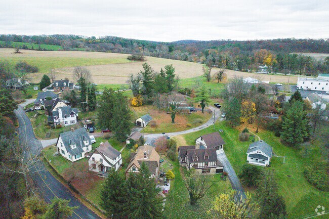 Idyllic Tudor-style homes dot the Spring Grove countryside.