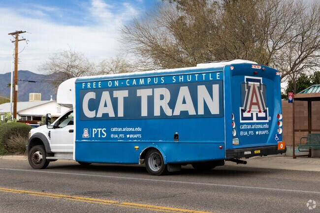The UA Cat Tran takes students around nearby neighborhoods, stopping in Samos.