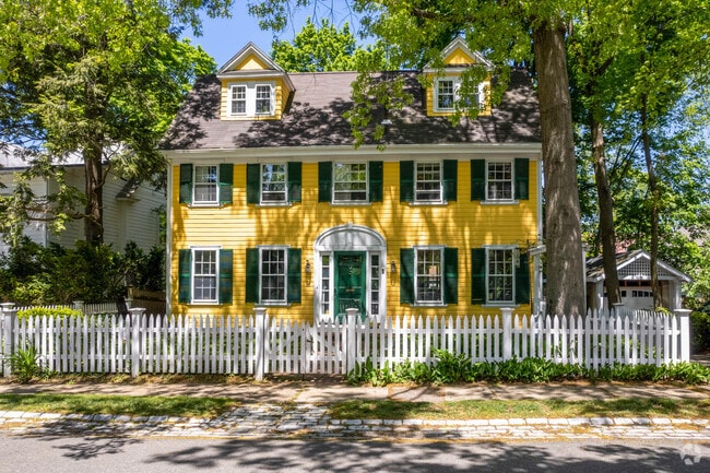 Colorful homes line the streets of West Cambridge.