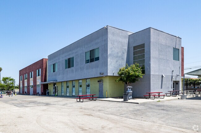 The back of the building of Alliance Middle Academy in Los Angeles, faces the open courtyard.