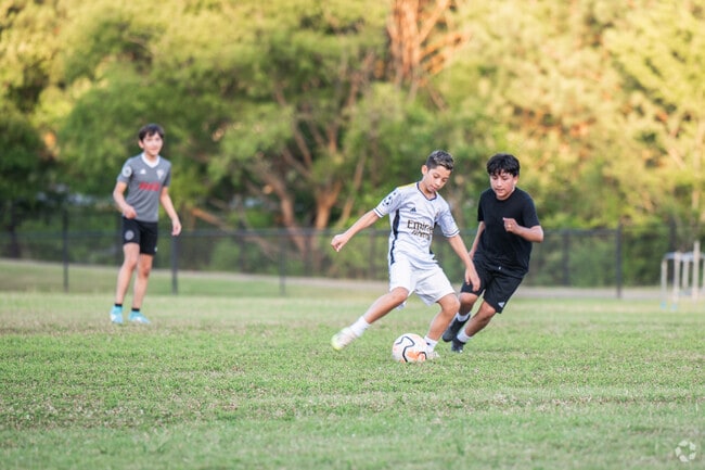 Crestwood North locals enjoy a soccer game in Crestwood Park.
