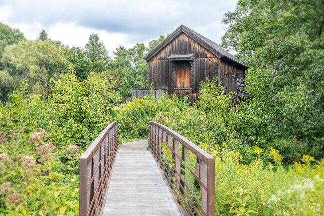 The Midway Village Museum offers many outdoor buildings to view in Bello Reserve.