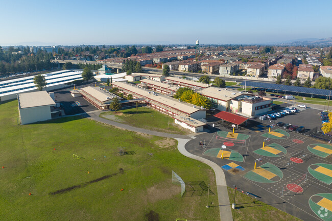 Winton Middle School in Hayward has a colorful and large area for student recess.
