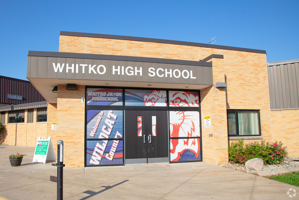 Whitko High School front entrance in Whitley County.