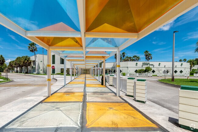 Bright colors greet students at Sawgrass Elementary School in Sunrise, Florida.
