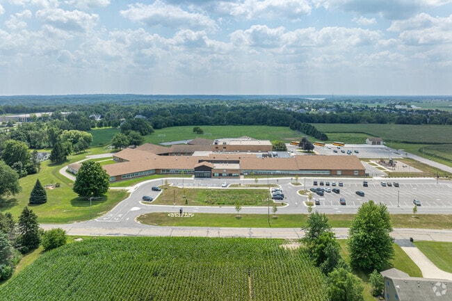 Randall Consolidated School is surrounded by farm land.