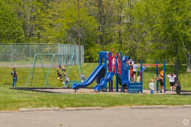 Children can play on the playground at Wampler Park.