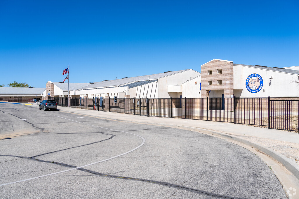 A view of the Pinon Hills Elementary School buildings from the street.