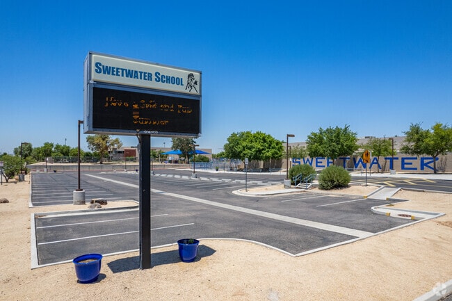 Sweetwater School's monument sign welcomes you to a place of learning in Phoenix.