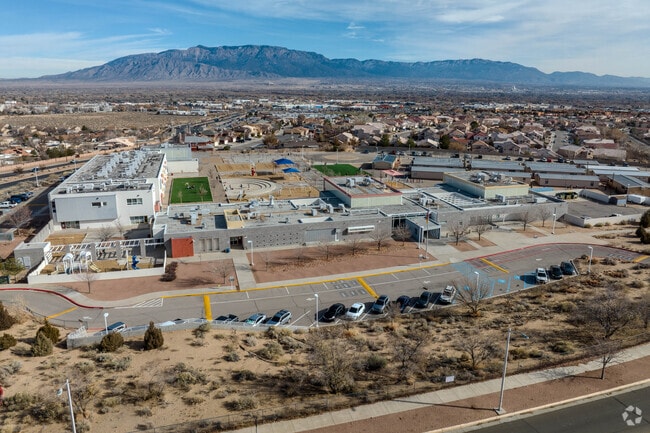 Mountain views at Seven Bar Elementary School.