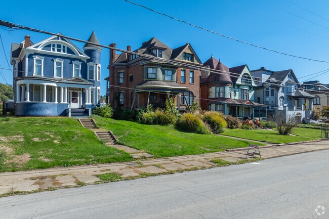 Larger Victorian homes can be found lining the riverfront of Wheeling Island.