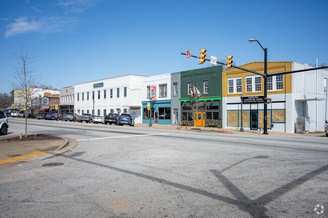 Woodruff downtown has a mix of new and old construction on the main street.