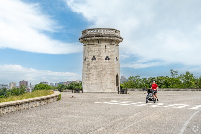 The Moorish Tower near Reservoir Hill is a historical landmark dating back to 1870.