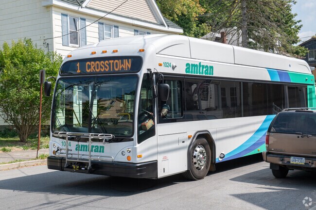 Amtran busses are often seen hustling through the streets of the Newburg neighborhood.