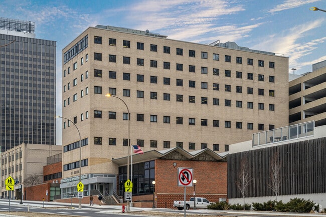 The Creative Arts Secondary School is a large building across from Kellogg Mall Park.