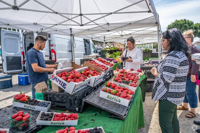 You can get fresh strawberries and fruit at the Old Town Tustin Farmers Market.